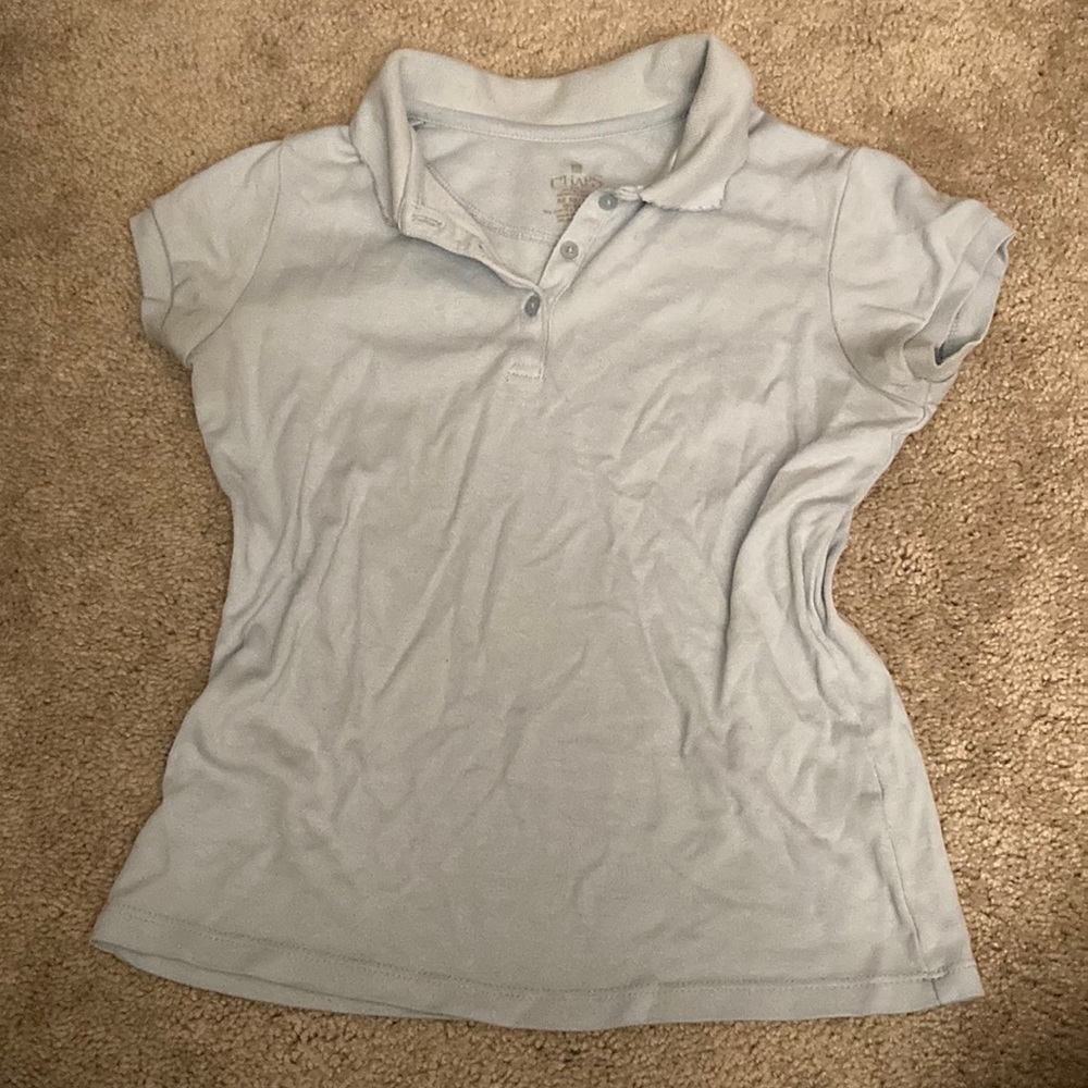 Small CHAPS short sleeve light blue blouse